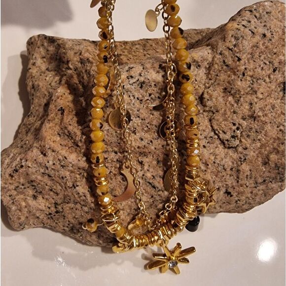 New Free People Gold and Brown Charm Bracelet - Picture 3 of 5